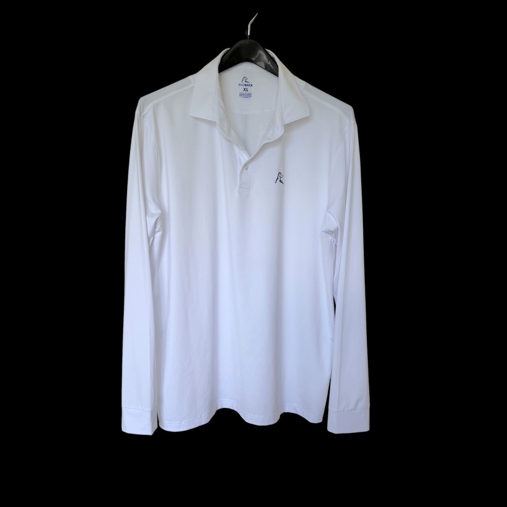 Rhoback Performance Long Sleeve Polo Shirt White XL PP0024E Golf Activewear